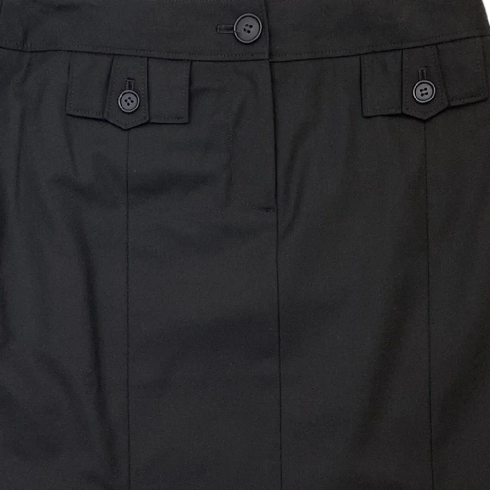 Ann Taylor LOFT Petites Black Pencil Skirt Button Detail Size 0P - Picture 4 of 7